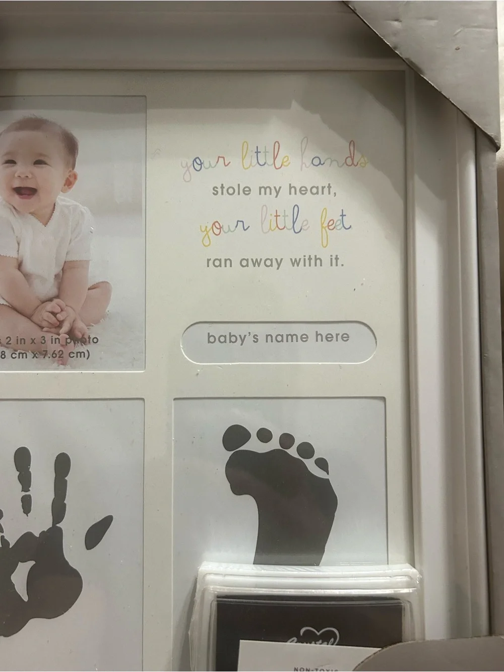 CR Gibson first prints baby frame gray new in box feet and hand prints